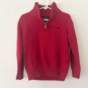 Vintage Polo Ralph Lauren Boys 5T Red Quarter Zip Sweater Knit